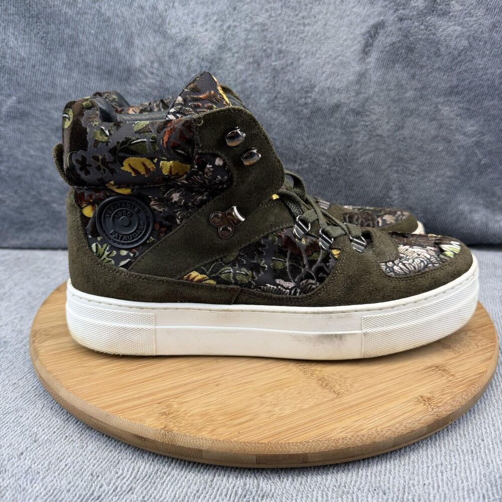 Pataugas Shoes Womens Size 9 Multicolor Floral High Top Suede Casual Sneakers